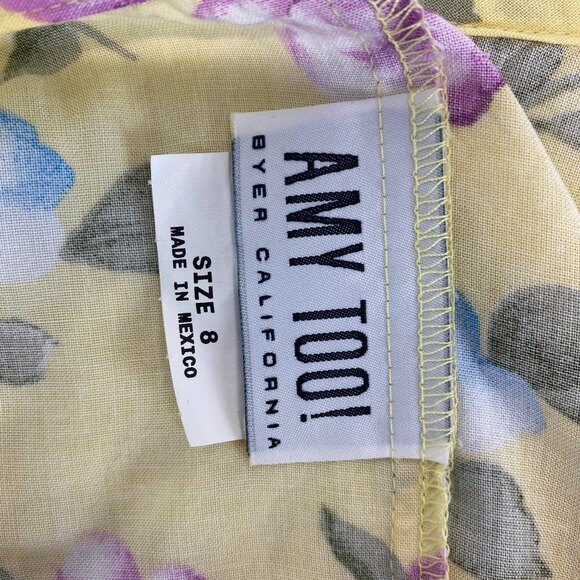 Vintage AMY TOO! Yellow High Neck Floral Sun Dress Girls Size 8 - Picture 7 of 7